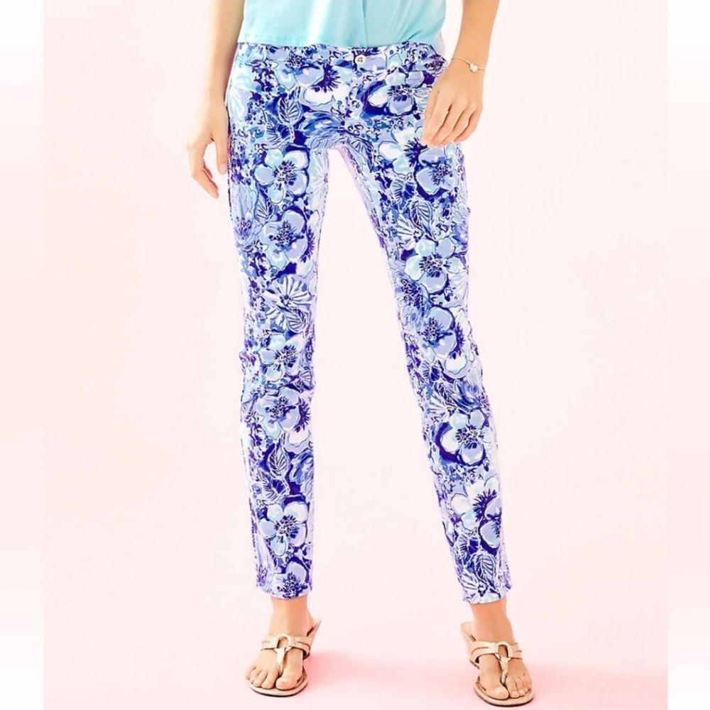 🔴Lilly Pulitzer Kelly Coastal Blue Catch N Keep Ankle Skinny Pants